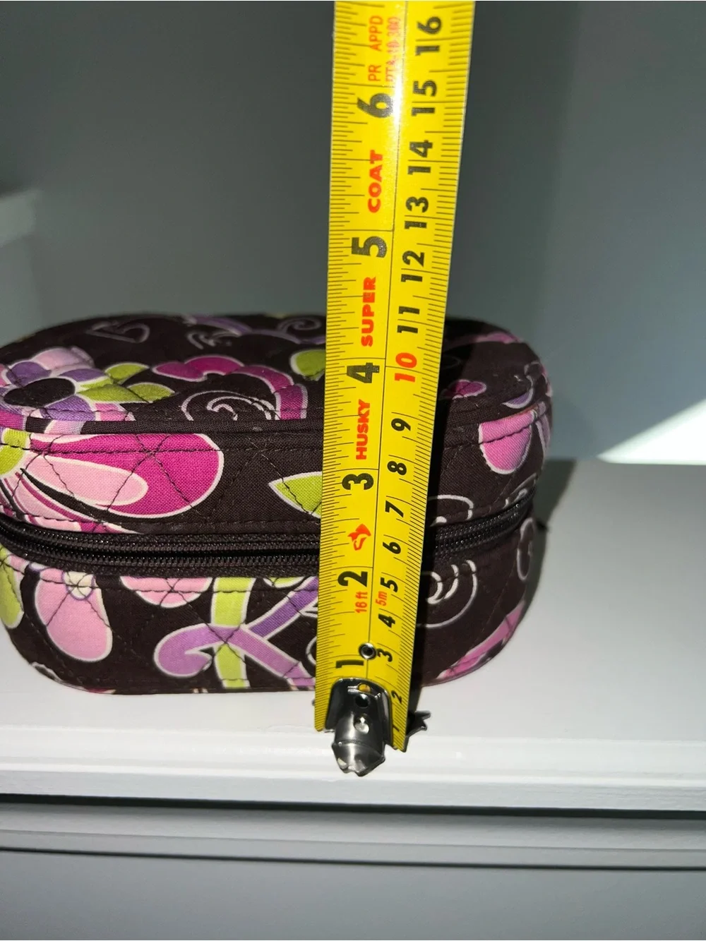Vera Bradley Floral Quilted Travel Jewelry Case Brown Pink Purple